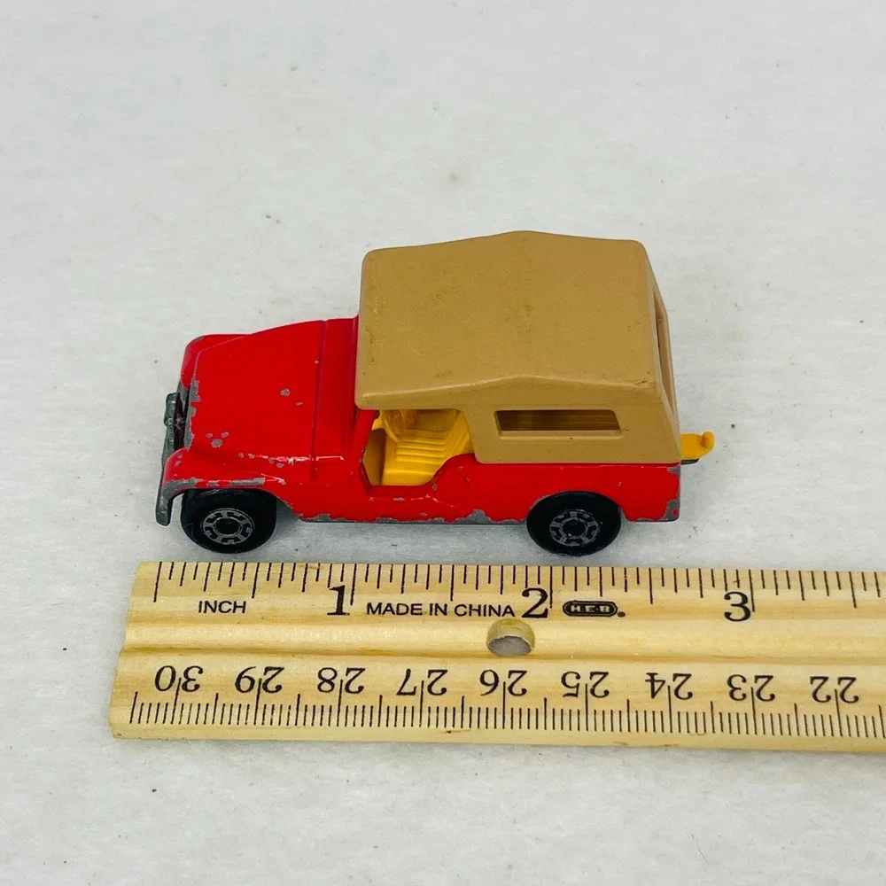 Vintage Matchbox Superfast No 53 CJ-6 Jeep Red Tan Canopy Lesney England 1977